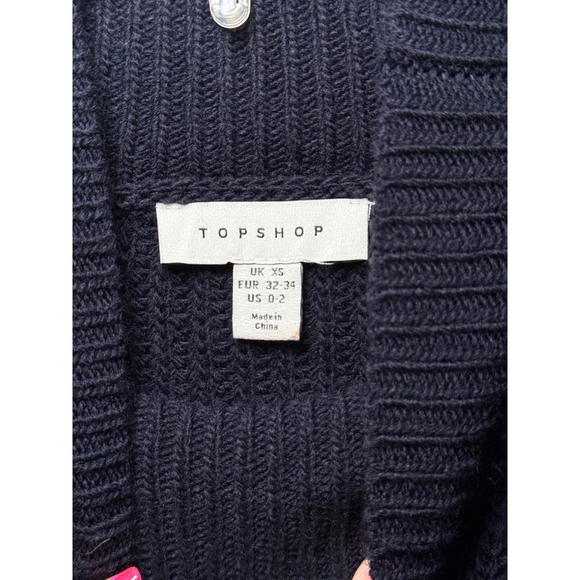 Women's Topshop Navy Ribbed Turtleneck Sweater XS - Picture 3 of 4